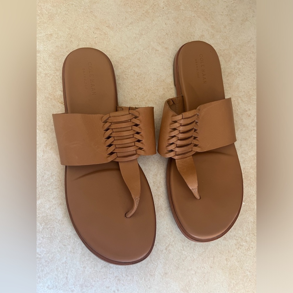 Cole Haan leather thong sandals with braided detail